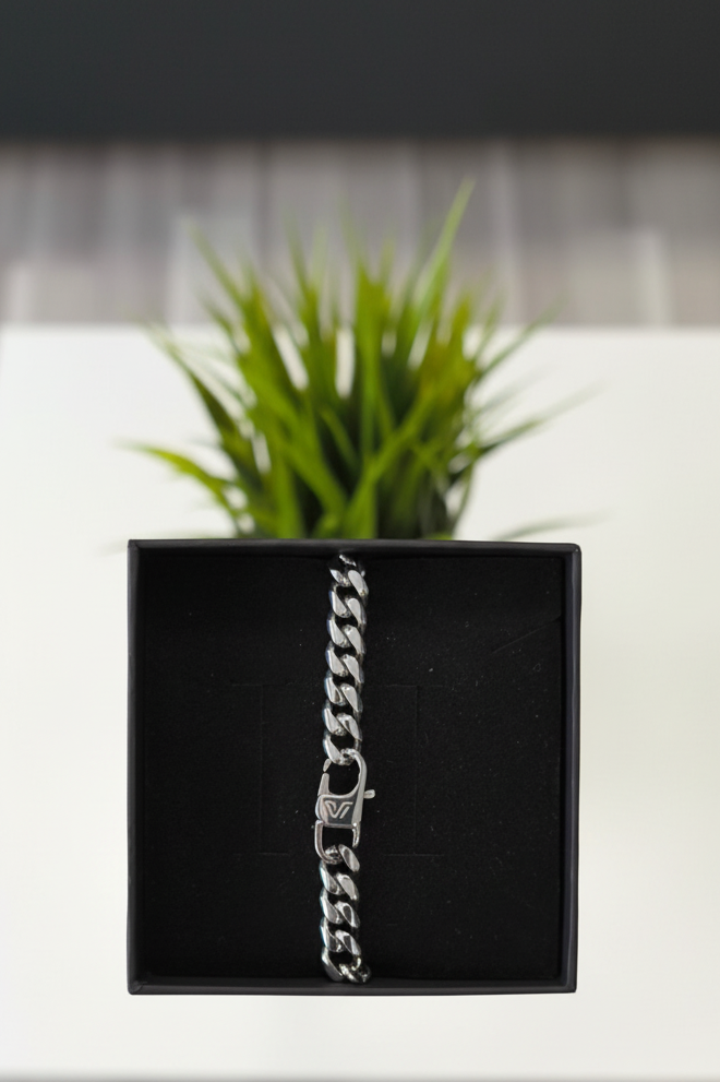 SILVER CUBAN BRACELET  - 6MM