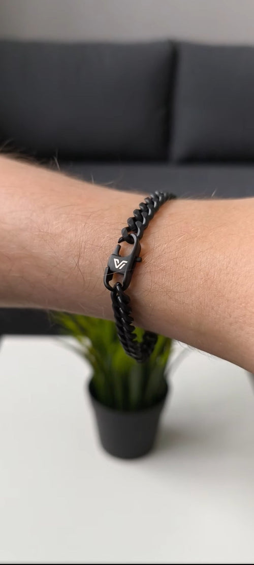 BLACK CUBAN BRACELET  - 6MM