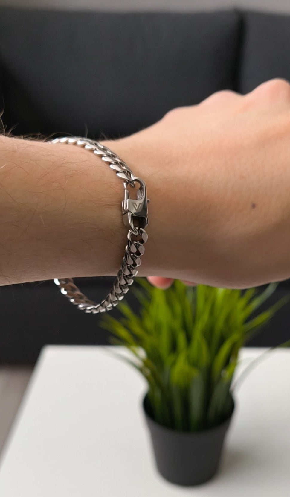 SILVER CUBAN BRACELET  - 6MM