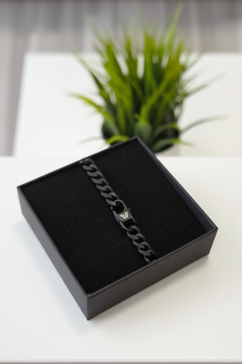 BLACK CUBAN BRACELET  - 6MM